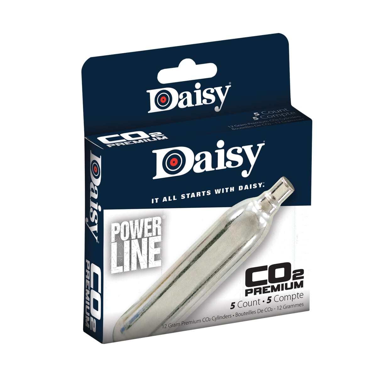 Daisy Powerline Premium 12-Gram CO2 Cylinders, 5-Count for pistols, CO2 airguns