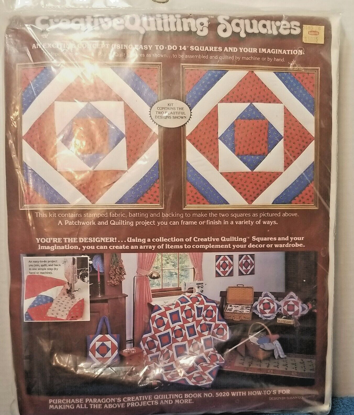 VTG Quilt Square Kit INDEPENDENCE SQUARE Paragon 0889 Red White Blue Quilting