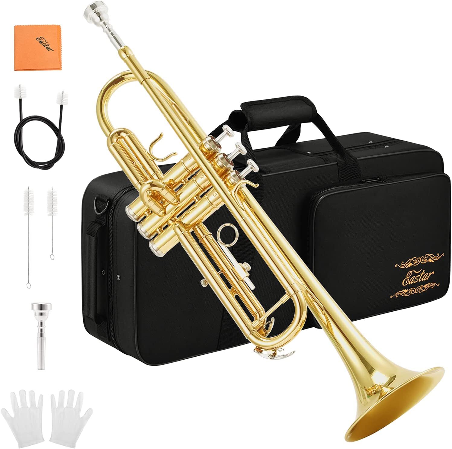 Eastar ETR-380 Bb Standard Brass Trumpet Golden W/ Hard Case & Accessories