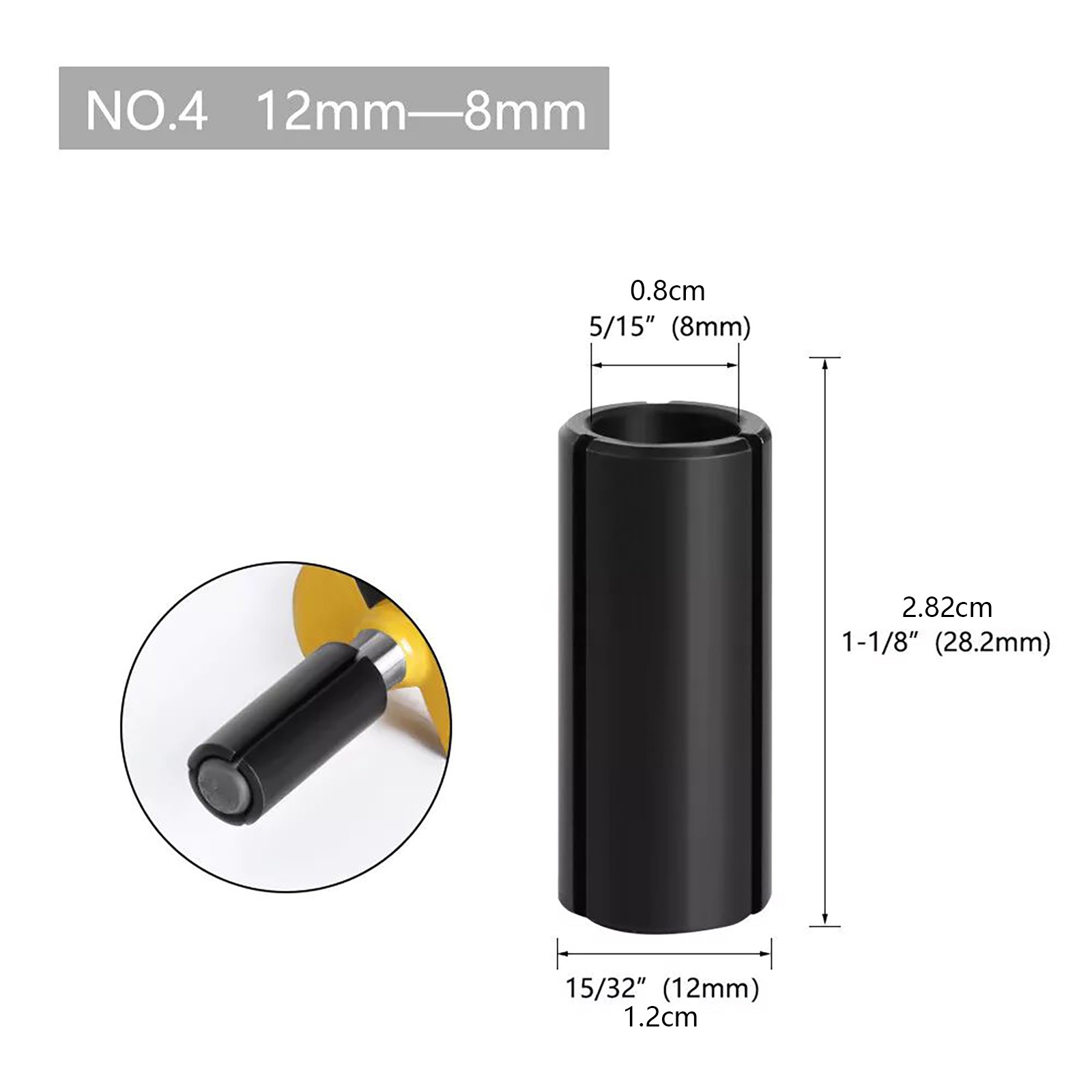 Set(9) Adapter Converter Router Collet Reduction Sleeve Tool Bit Connector