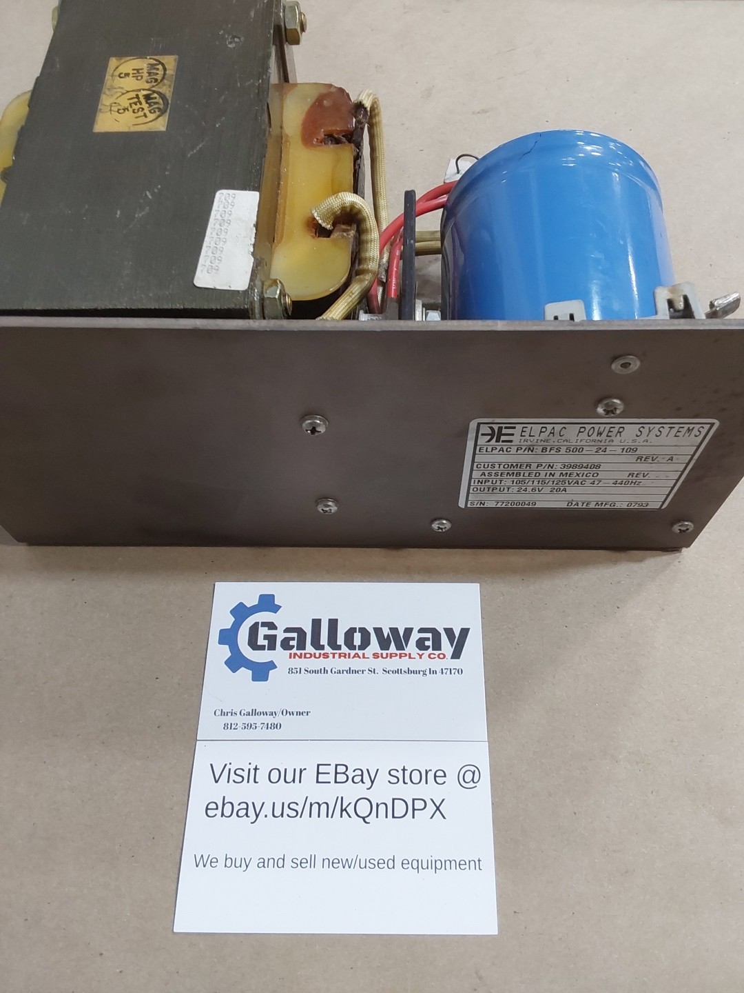 Elpac Power Systems BFS 500-24-109 Power Supply 24.6VDC Output 20A.