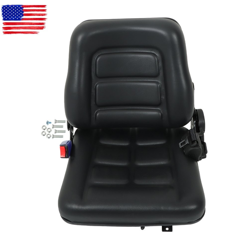 Forklift Seat Fold Down Tractor Seat W/ Adjustable Back & Seatbelt Switch