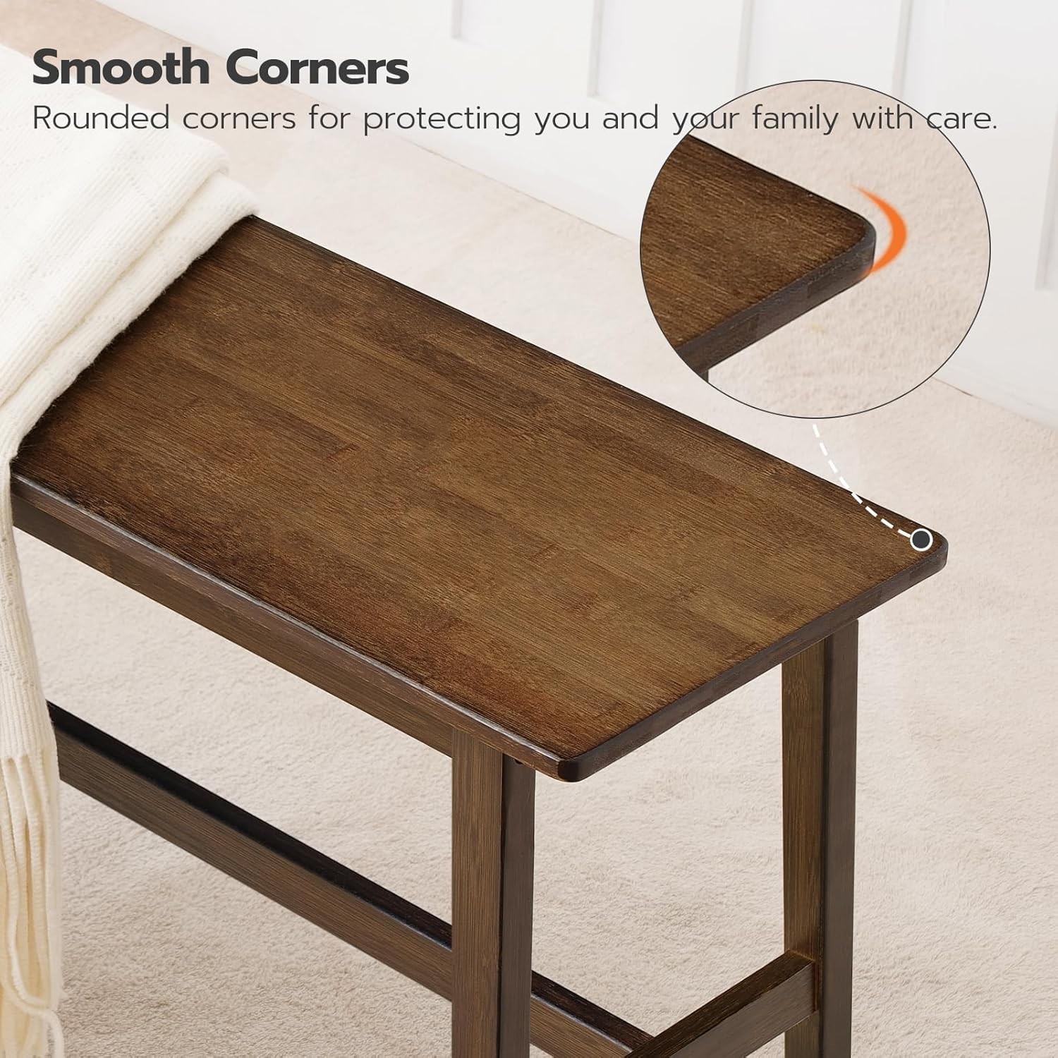 39.3'' Bamboo Dining Bench Farmhouse Kitchen Table Bench Kitchen & Living Room