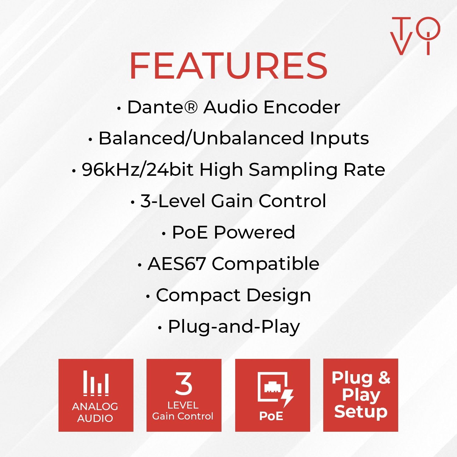 Dante 2CH Analog Audio Encoder with POE - (DXA-A2-TX)