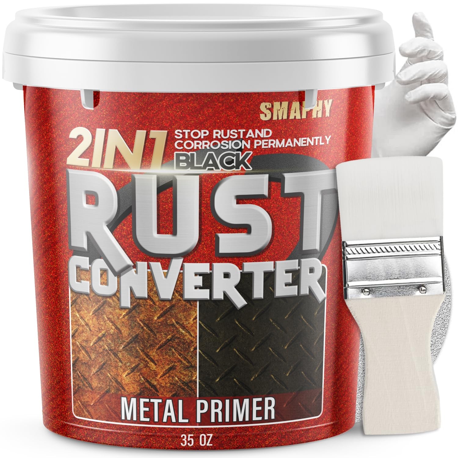 2 in 1 Rust Conveter for Metal Automotive (Matte Black), 35 oz Anti Rust Inhi...