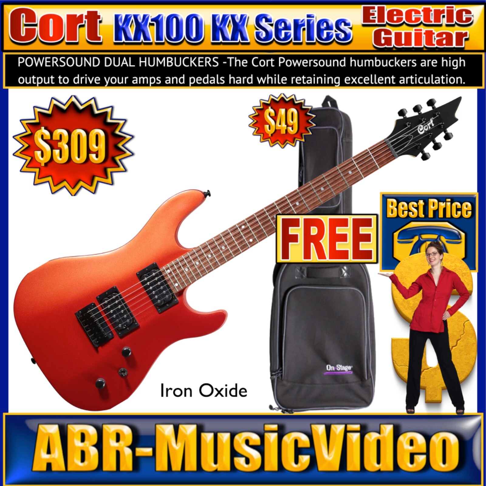 Cort X700 DUALITY AVB X Series Guitar & Line 6 Spider V 20 MkII 1x8" 20-watt