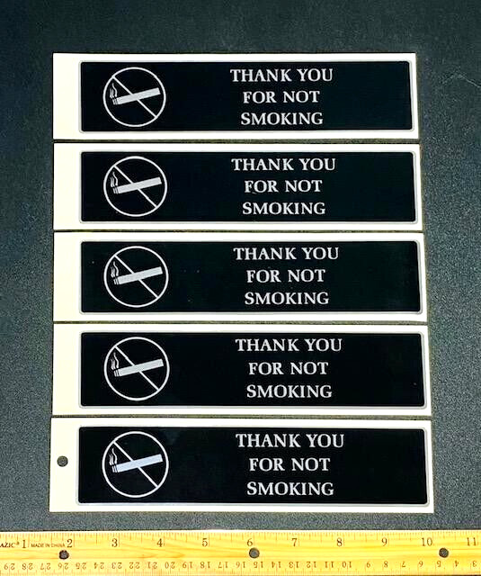 SPECIAL!! ⭐5 FOR 1 PRICE⭐ THANK YOU FOR NOT SMOKING BUSINESS STICKERS SIGNS 5/PK