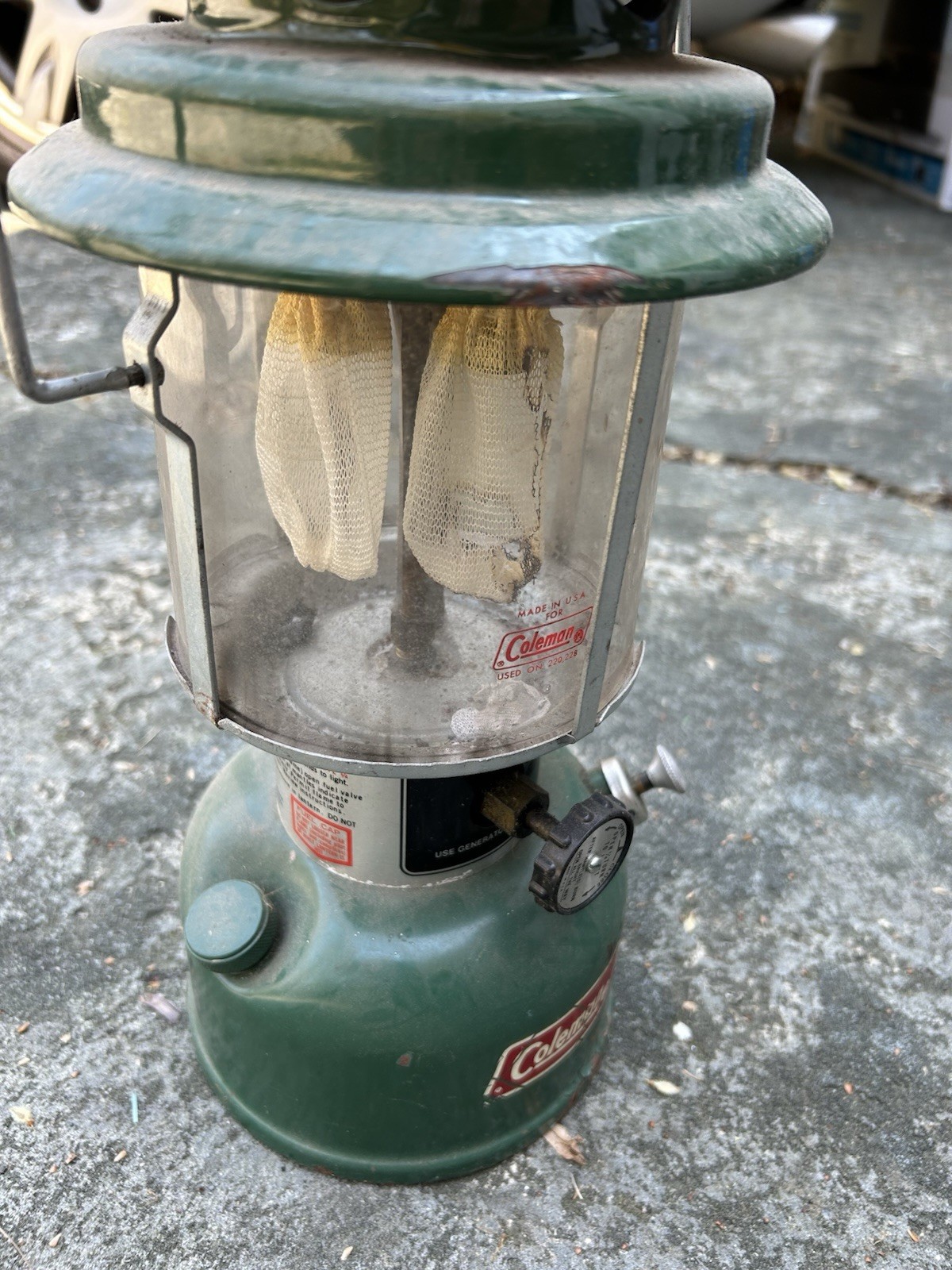 Vintage Coleman 220K Lantern Green Dual Mantle Camping Light