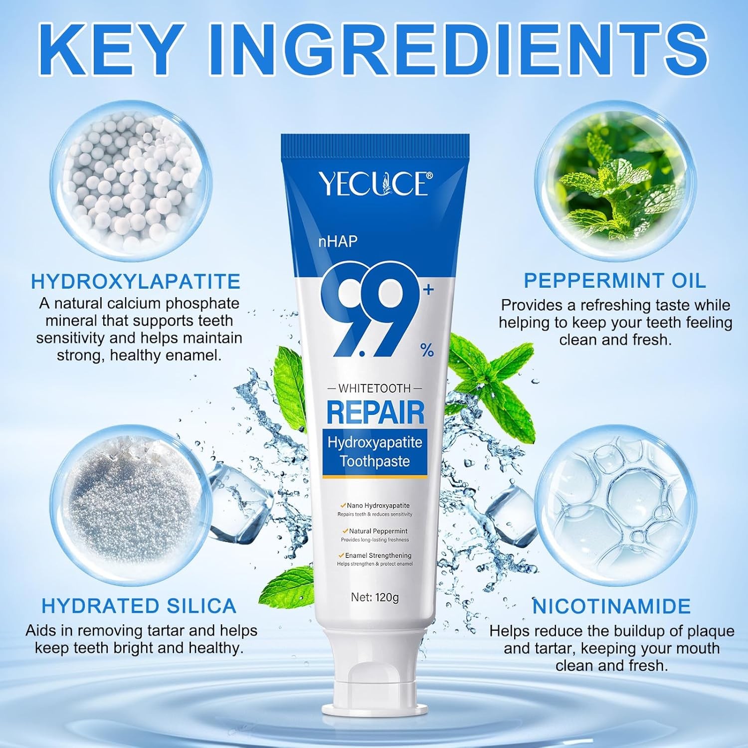 9.9% Hydroxyapatite Toothpaste, 4.23 Oz Nano Hydroxyapatite Toothpaste for Ename