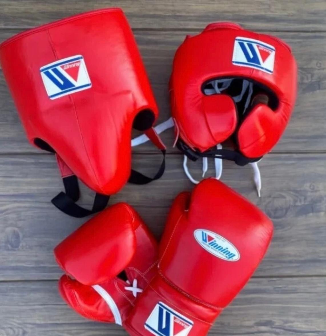 New Pro Wining Raplica Boxing Gloves Set Boxing Gear,Headgear, Groin Guard