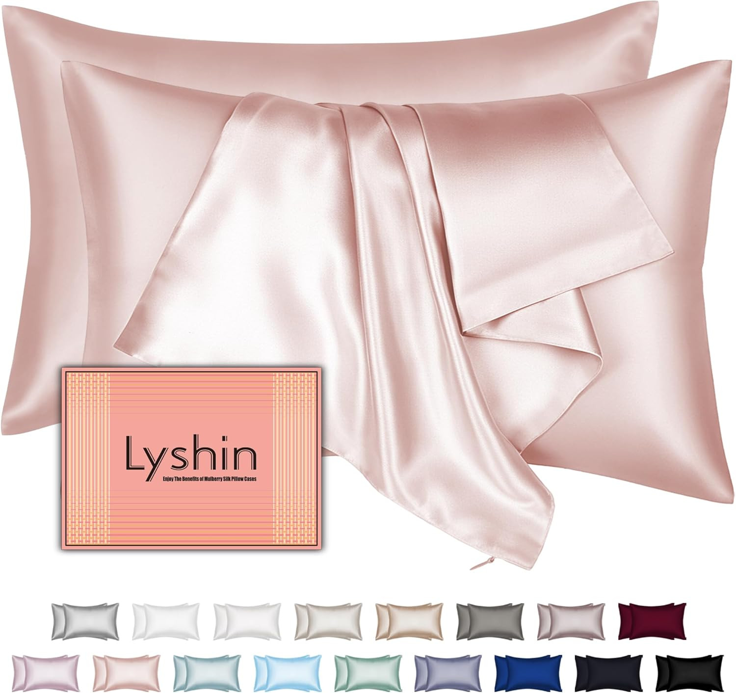 Silk Pillow Cases  Queen Size with Hidden Zipper, Mulberry Silk Pillowcase
