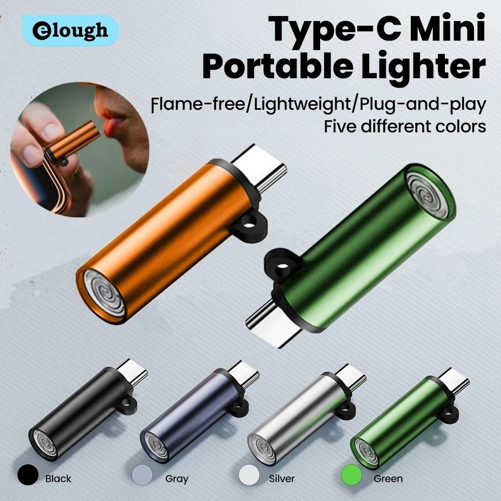 Type C Mini Cigarette Lighter Blow-to-Ignite Auto Shut-Off Outdoor Safety USB C