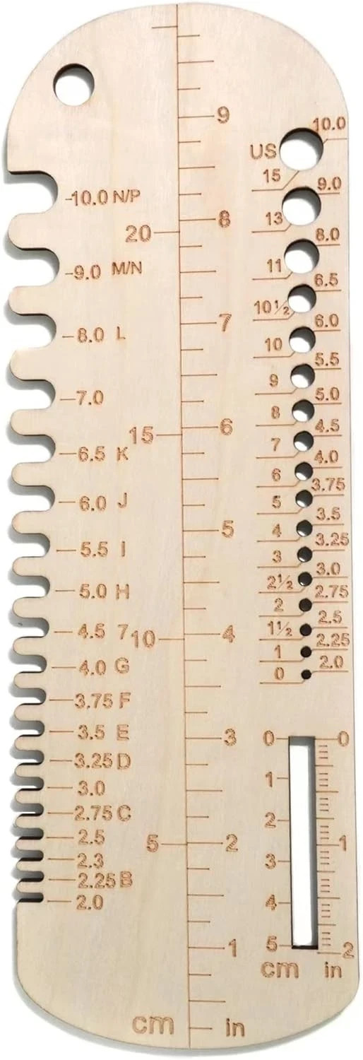UPTTHOW Sock Ruler Knitting Crochet Size Measurement Hook Gauge 10" M, C