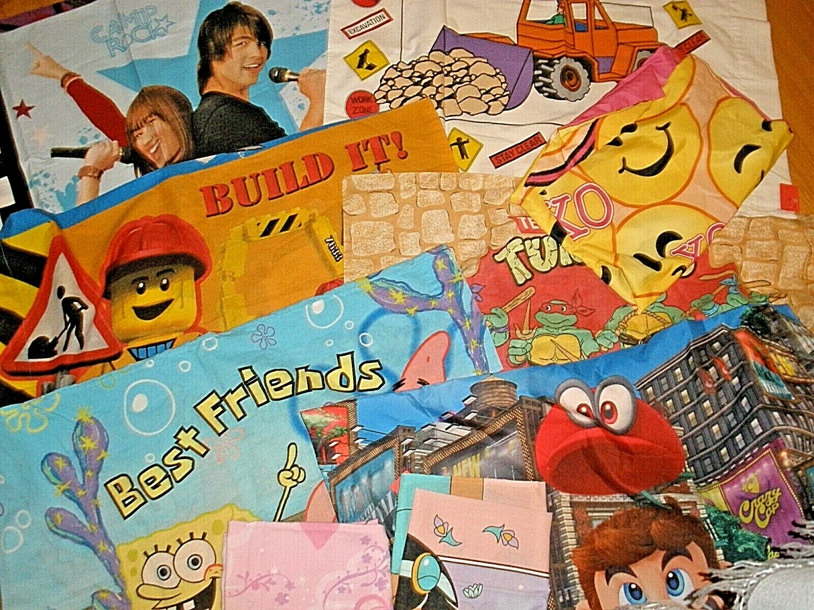 Kid's Pillowcase Disney Smiles Mario Ninja Turtle, Trucks, camp Rock YOU CHOOSE