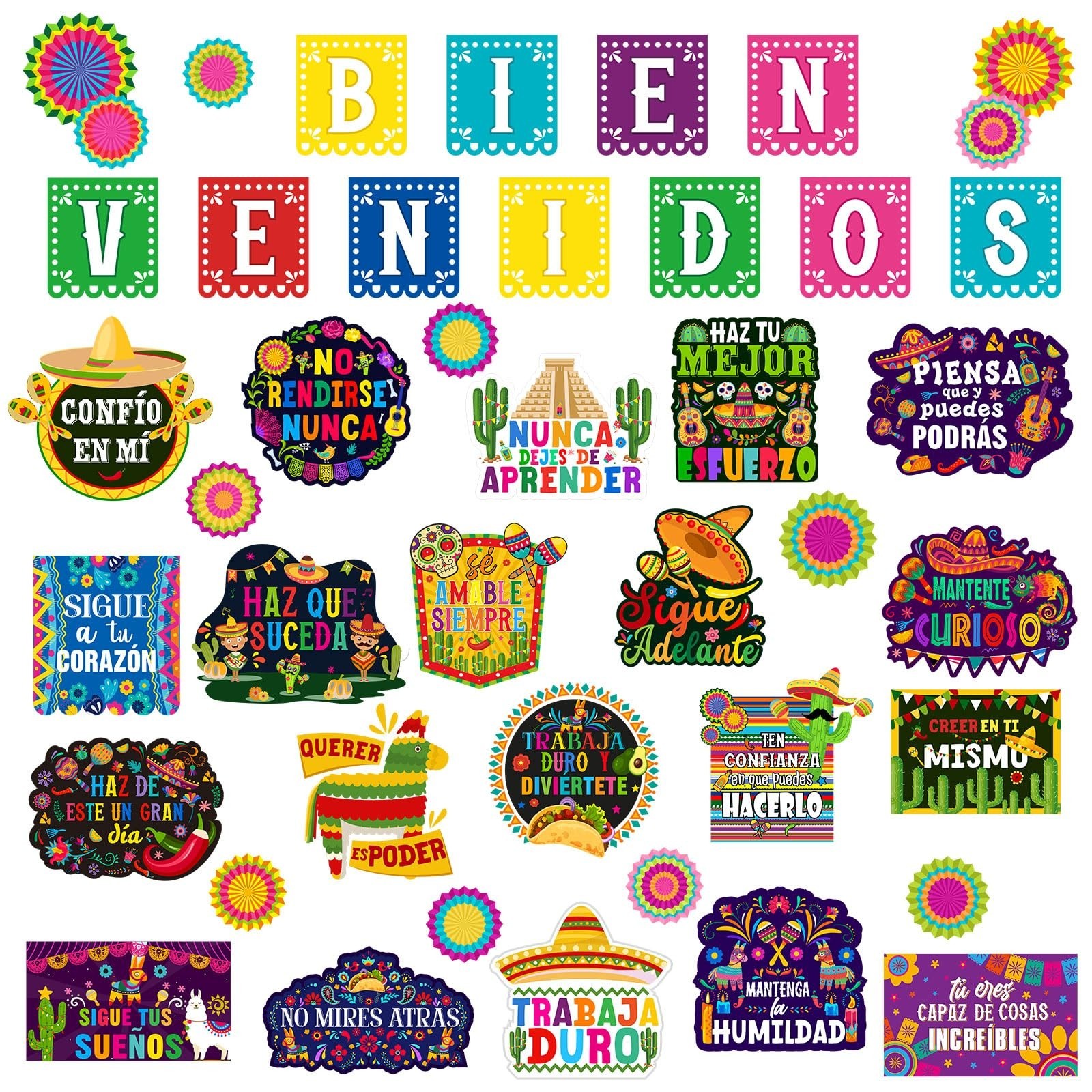 Pajean 43 Pcs Hispanic Heritage Month Bulletin Board Set Bienvenidos Classroo...