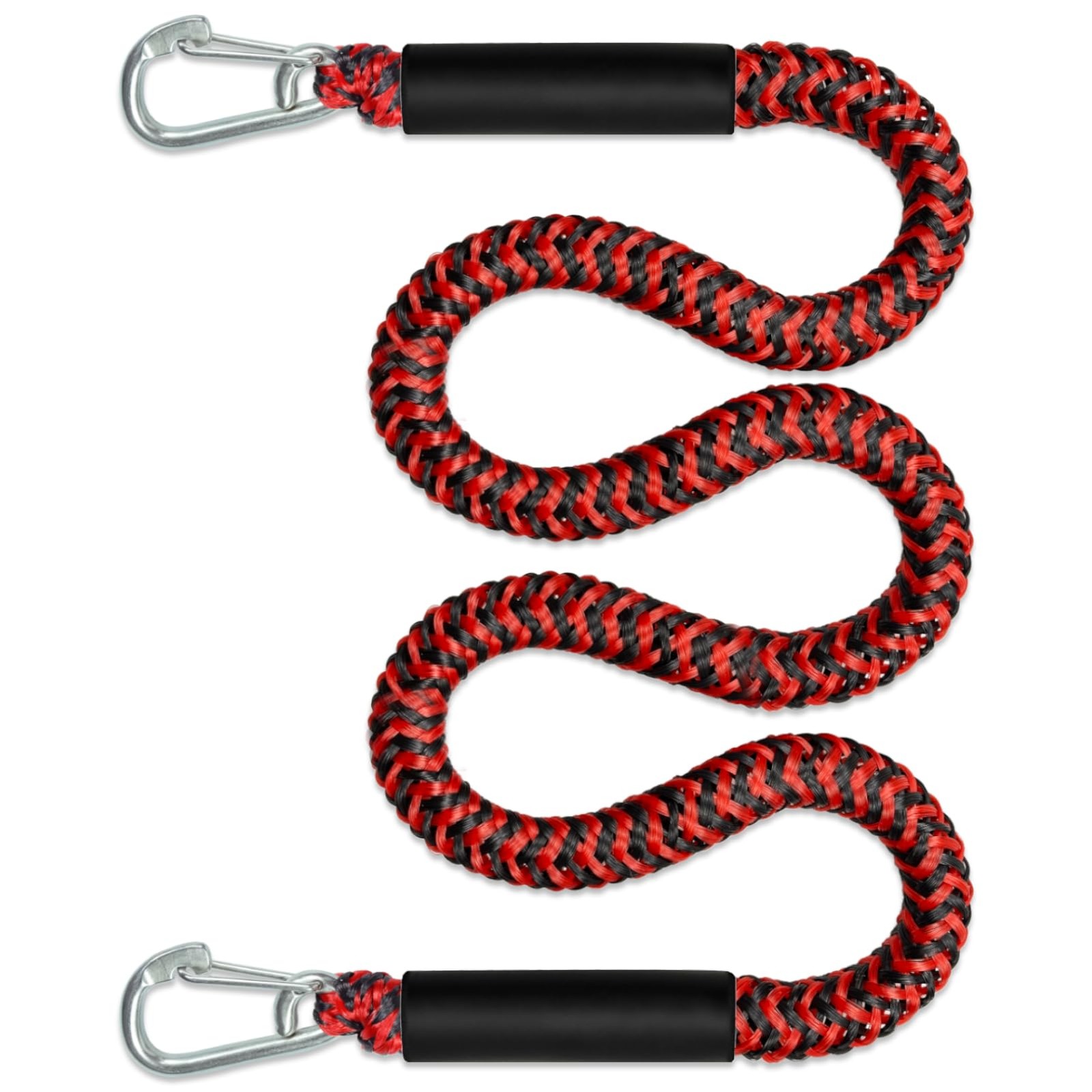 7ft Stretch To 14ft Bungee Dock Line Mooring Two 316 Stainless Clip Red+Black