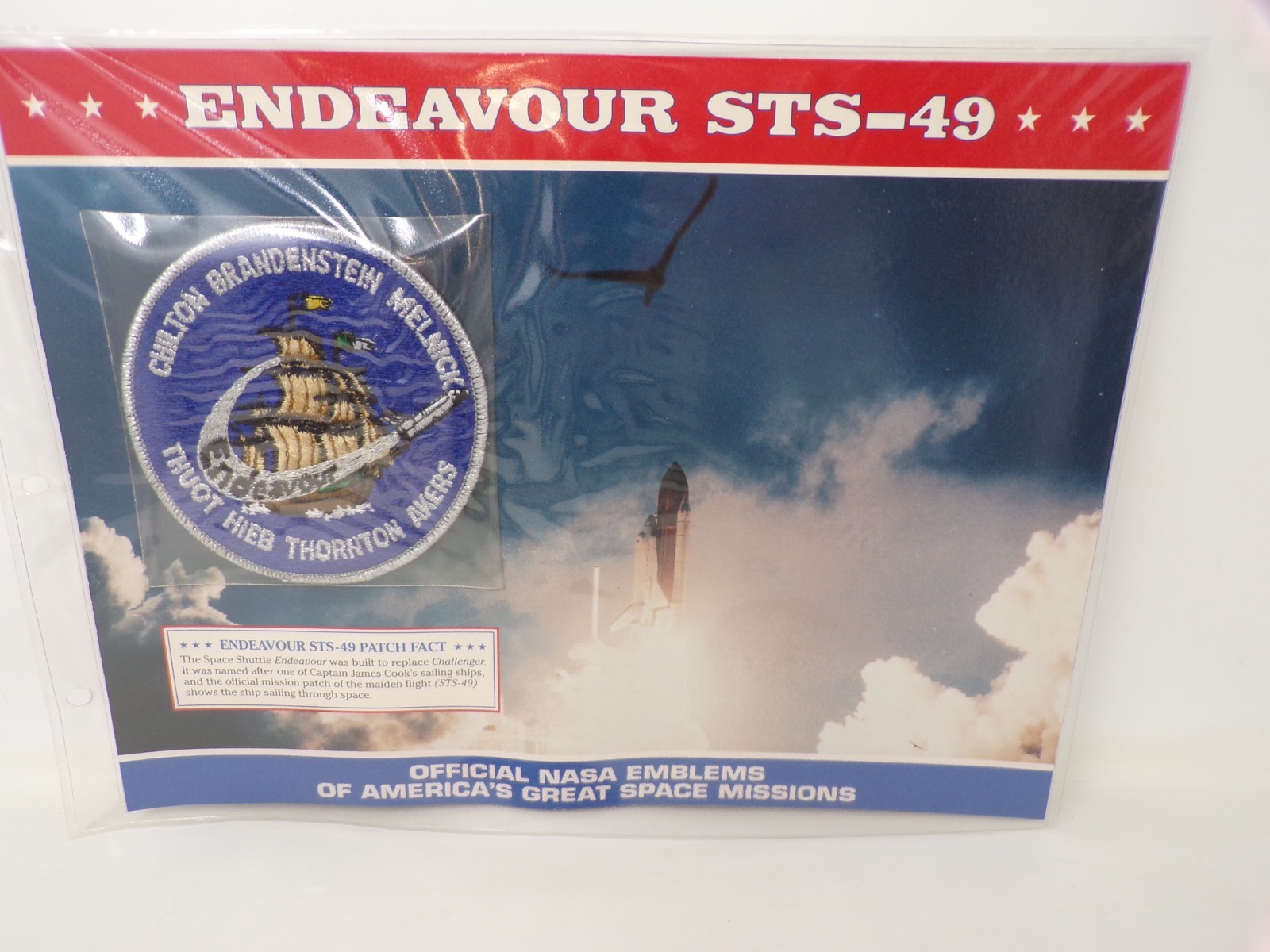 Official NASA emblem badge patch Endeavour STS-49 Brandenstein Chilton  Willabee