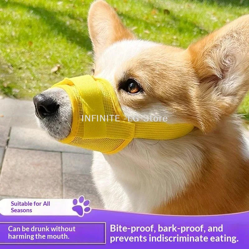 1pcs Adjustable Mesh Breathable Pet Mouth Cover Anti Barking Dog Muzzle for Smal