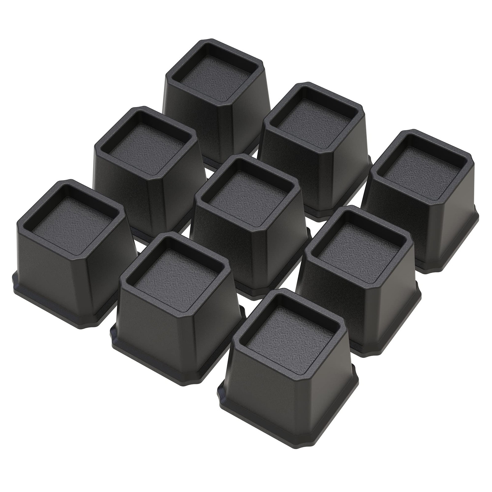 Bed Risers 3 Inch Set of 9 Heavy Duty Bed Elevators Lifts 3,000 lbs Black
