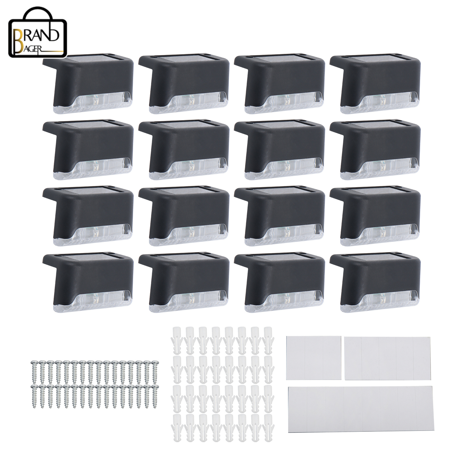 16 Pack Weatherproof LED Solar Step Lights For Outdoor Landscape Walkway Lights