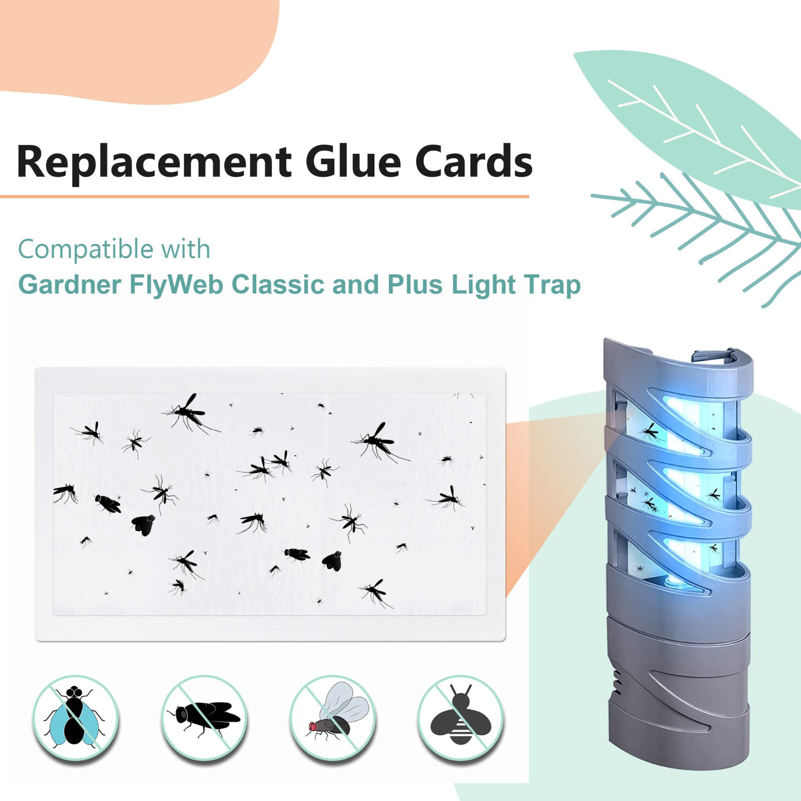 FlyWeb Fly Light Trap w/ 10 REFILLS Mosquitos Flies Gnats , Fruit Flies Moth etc
