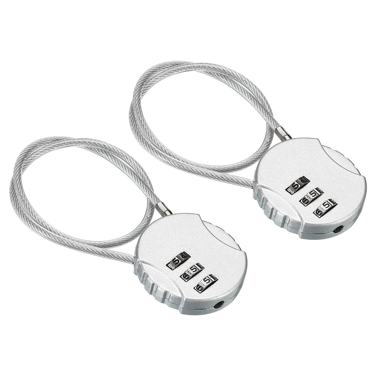 Small Combination Block 11.8", 2pcs 3 Digit Luggage Lock, Silver Tone