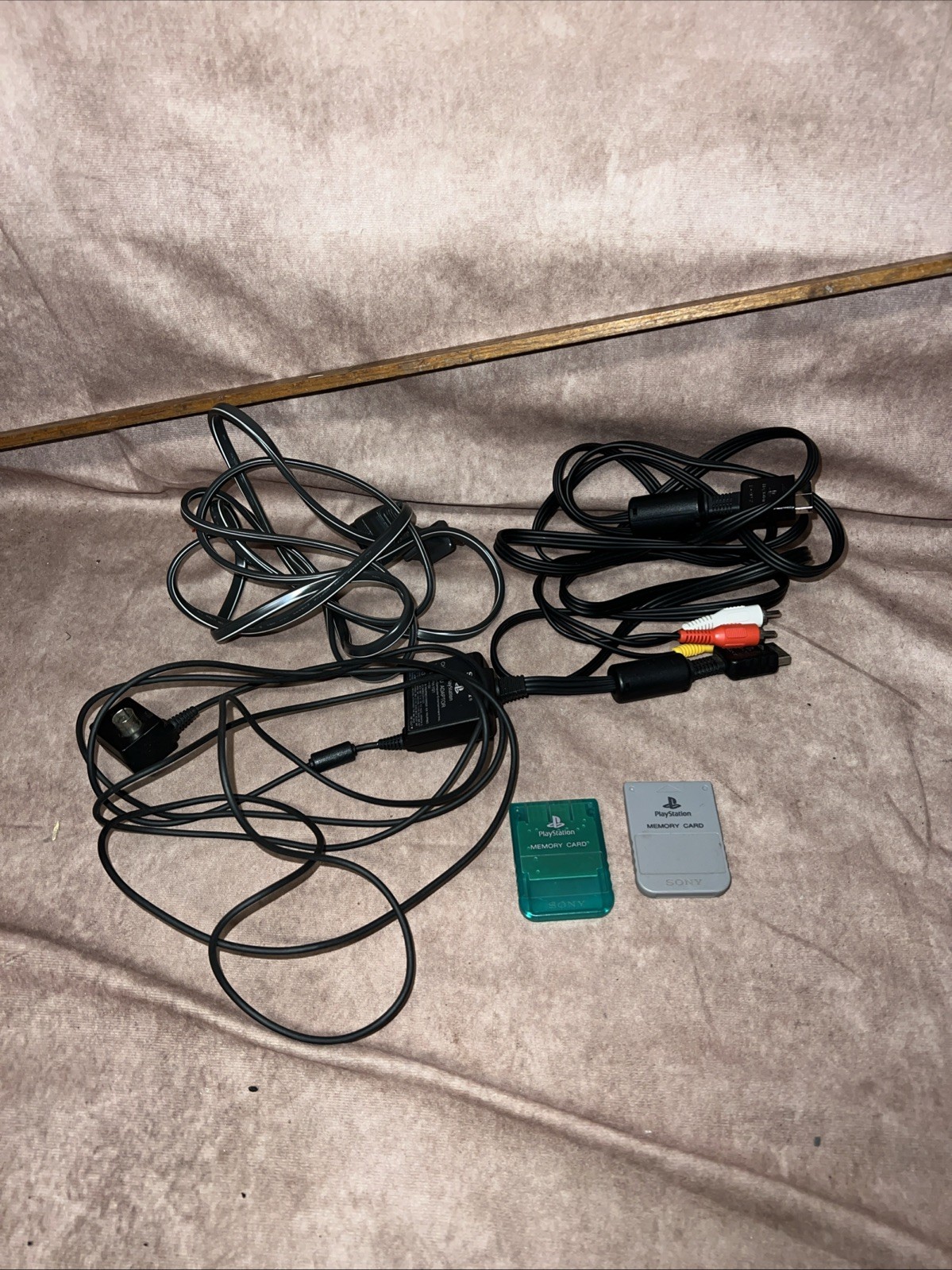 Sony PlayStation Cords And Memory Cards Parts Lot