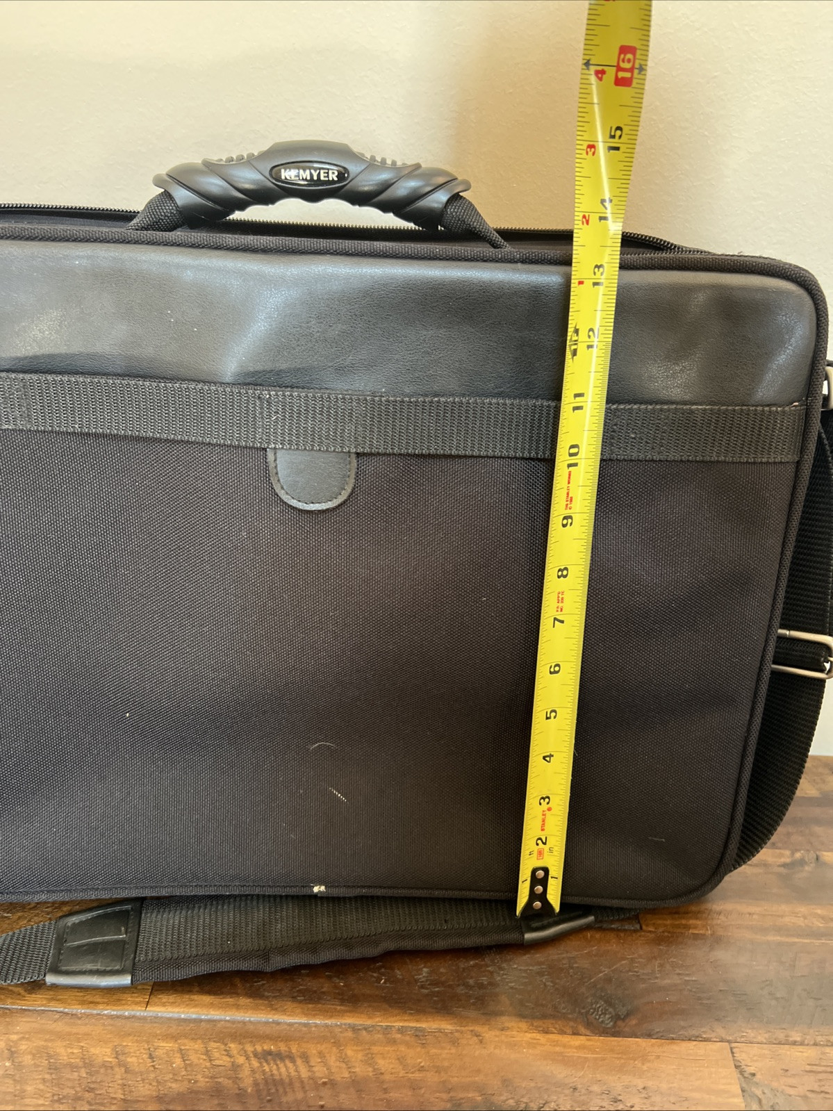 Kemyer Black Briefcase Carry On Handle Padded Strap Compartments Large
