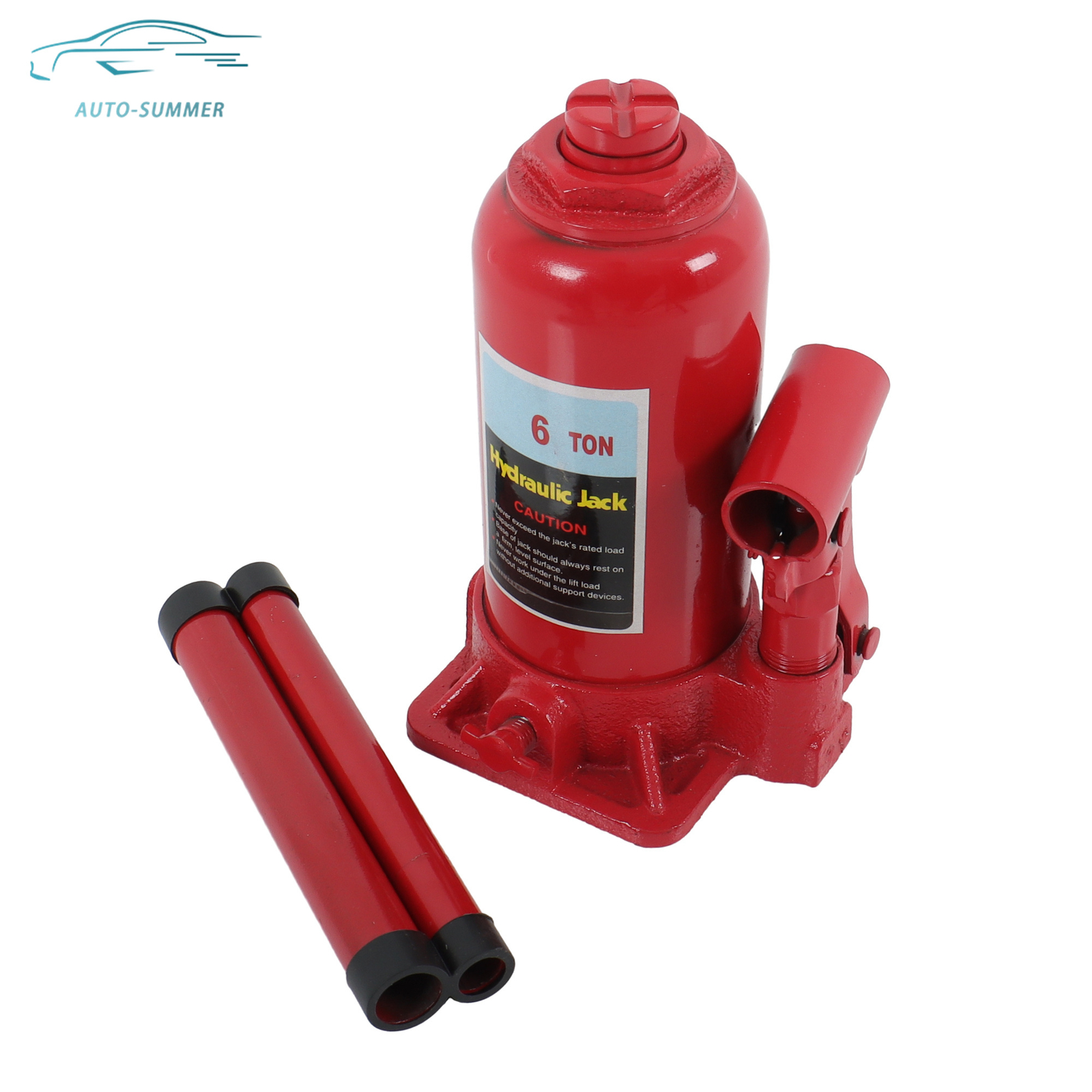 Red 6Ton Welded Portable Bottle Jack Heavy Duty Car Lift Repair Tool