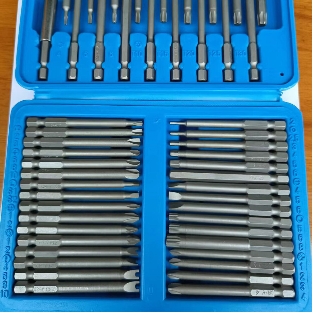 US 50Pcs Extra Long Security Bits Hex Torx Star Spline Flat Screwdriver Bit Set