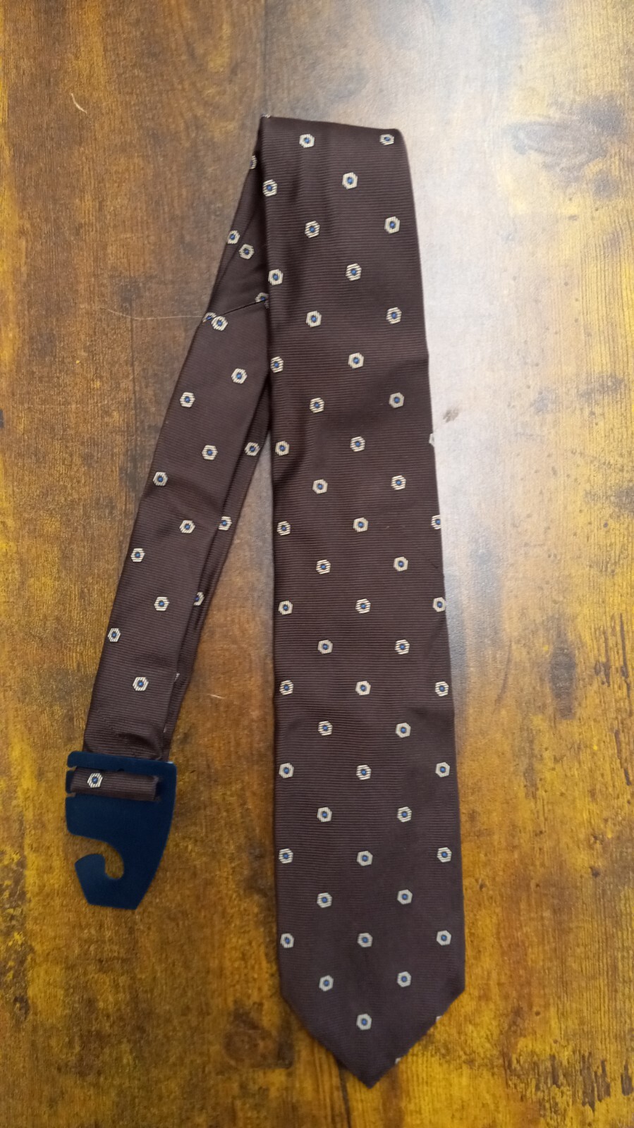 Brooks Brothers Brown with Gold Pentagons Tie 100% Silk Men's Necktie 57"