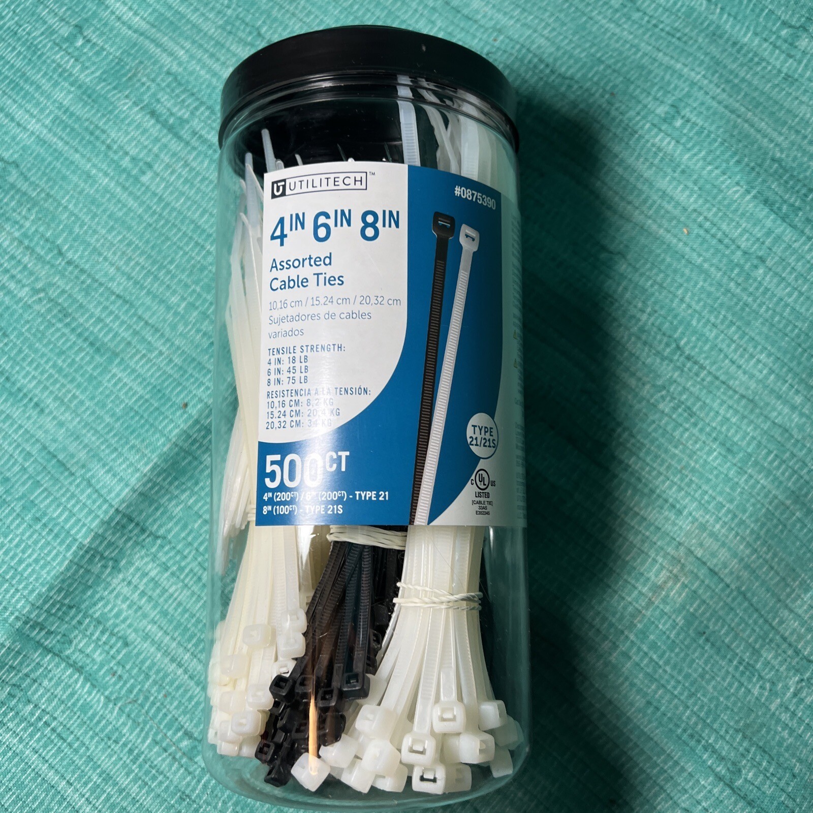 Utilitech Assorted Cable Zip Ties 500 count 4”6” 8” Indoor Outdour UV Protect V3