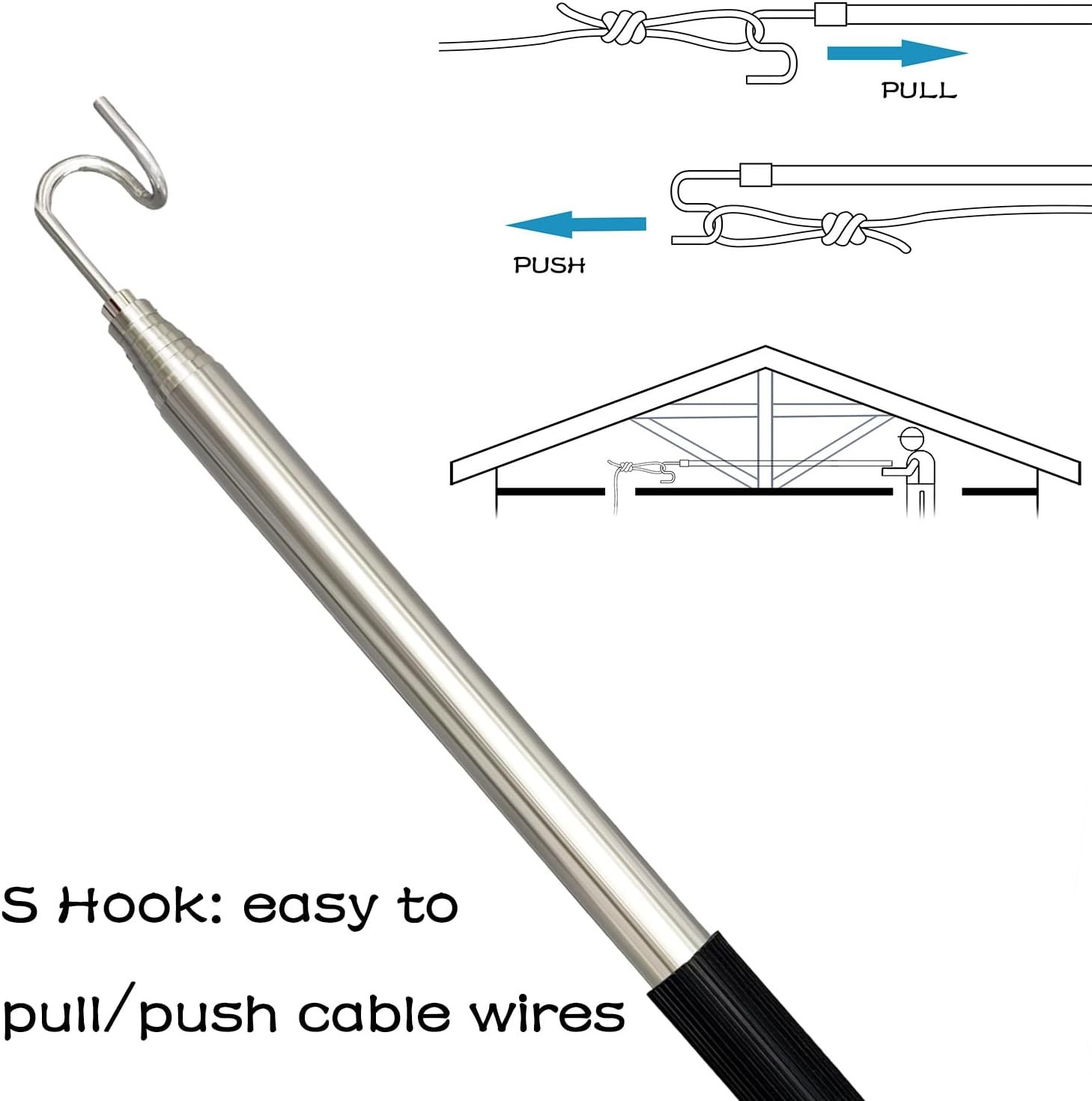 Telescoping Pole Magnetic Pickup Grabber Tool with Hook