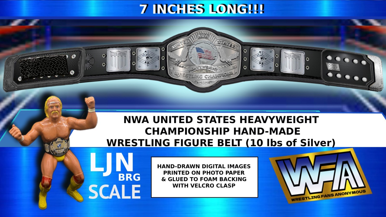 NWA Ljn Scale Hand-Made United States Championship Wrestling Figure Belt