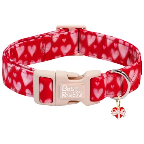 Dog Collars, Valentine's Pink Love-Heart Printed Large (Pack of 1) Pink Heart