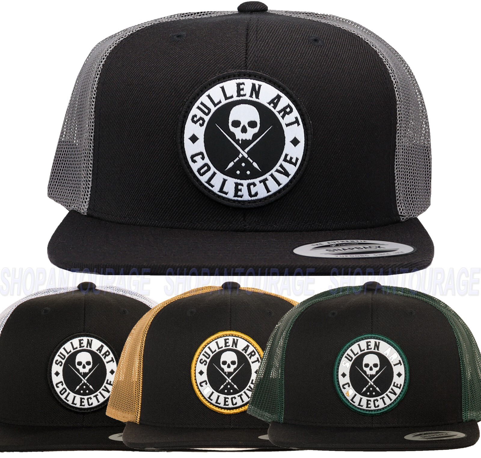 Sullen BOH Snapback Skull SCA4327 Mesh Snapback Flat Visor Cap Hat | 4 Colors