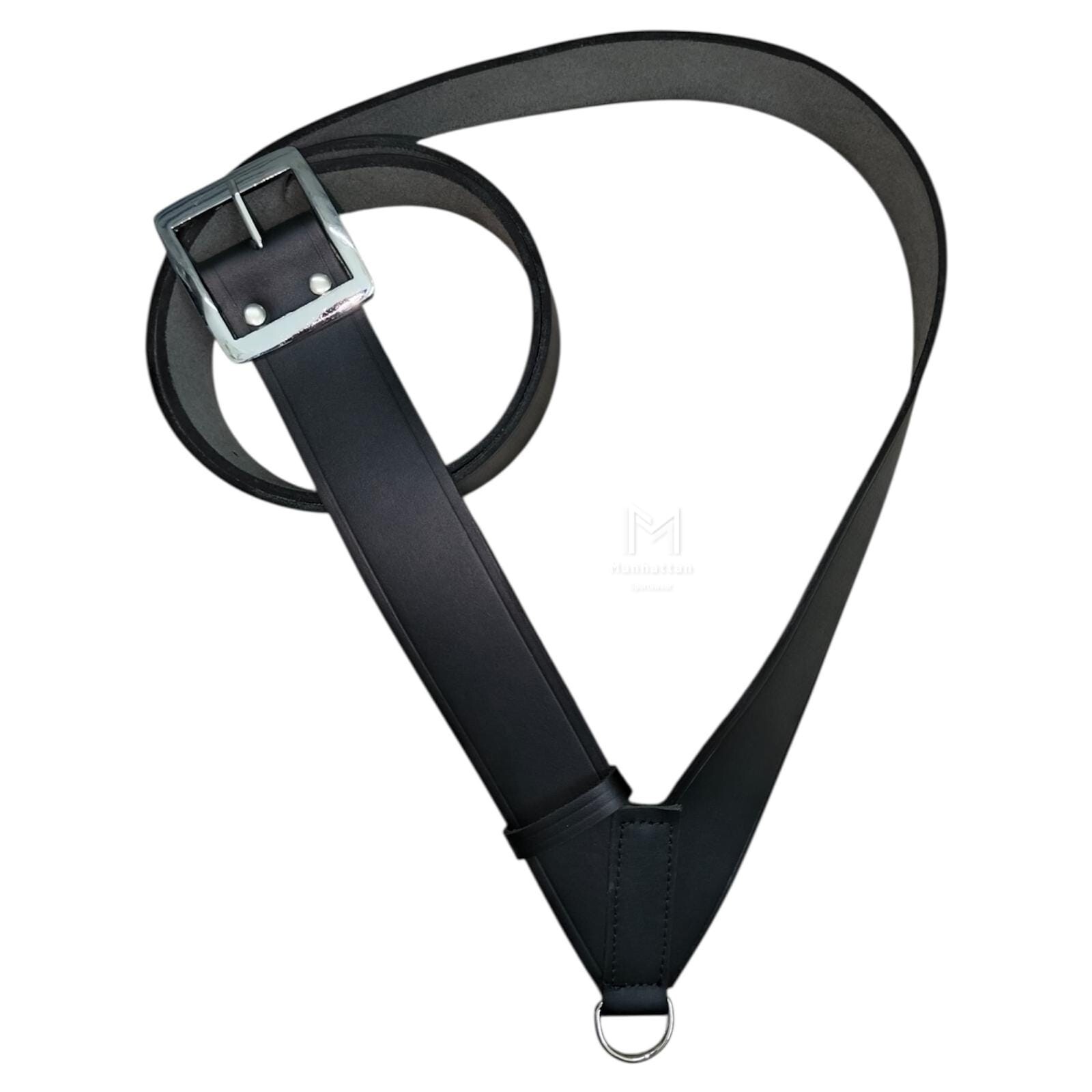 Black Leather Drum Shoulder Strap Adjustable Marching Snare Drum Sling CrossBelt
