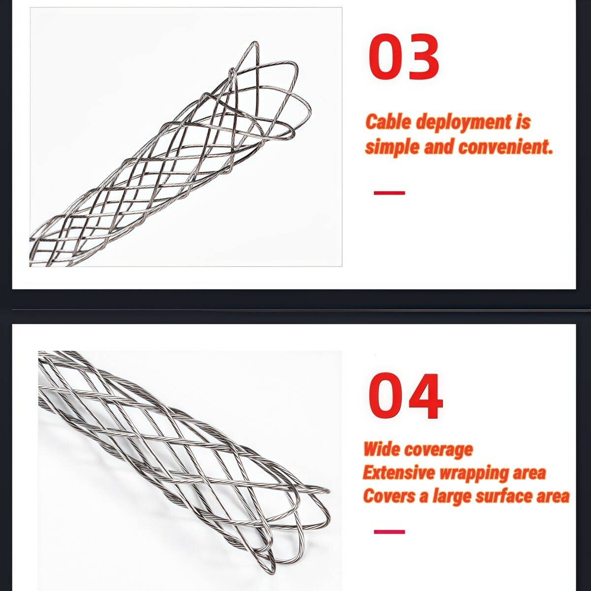 3/4" Galvanized Steel Cable Pulling Grip Wire Mesh Sock Conduit Strain Relief