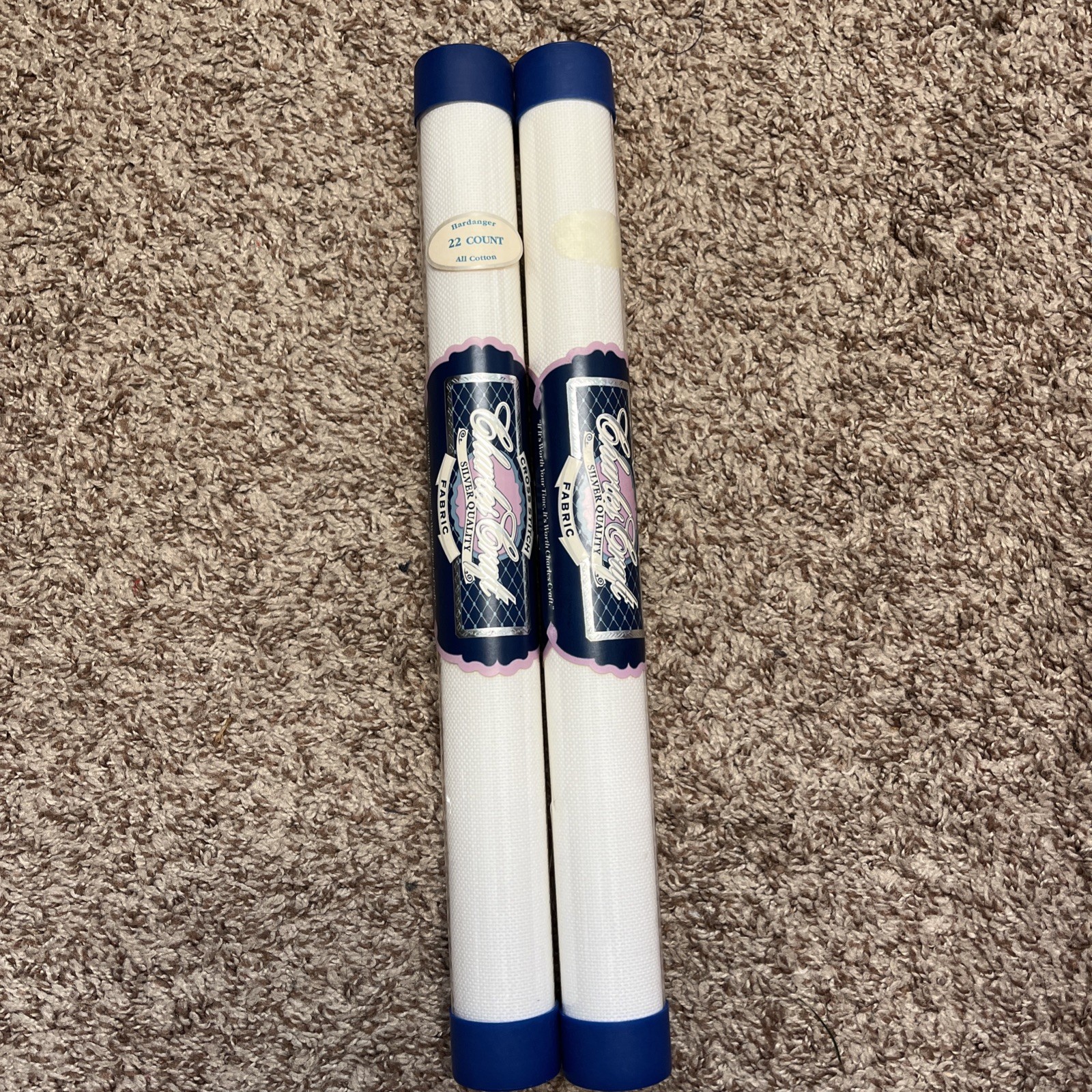2 Tubes Charles craft Crosstitch 15 x 18 silver quality 22 count cotton white