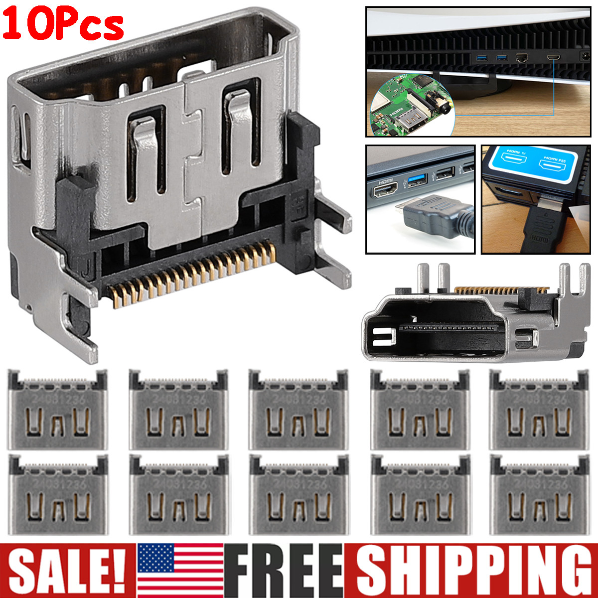 10 Pack New HDMI Connector Port for Sony PlayStation 5 PS5 HDMI Port Repair Part