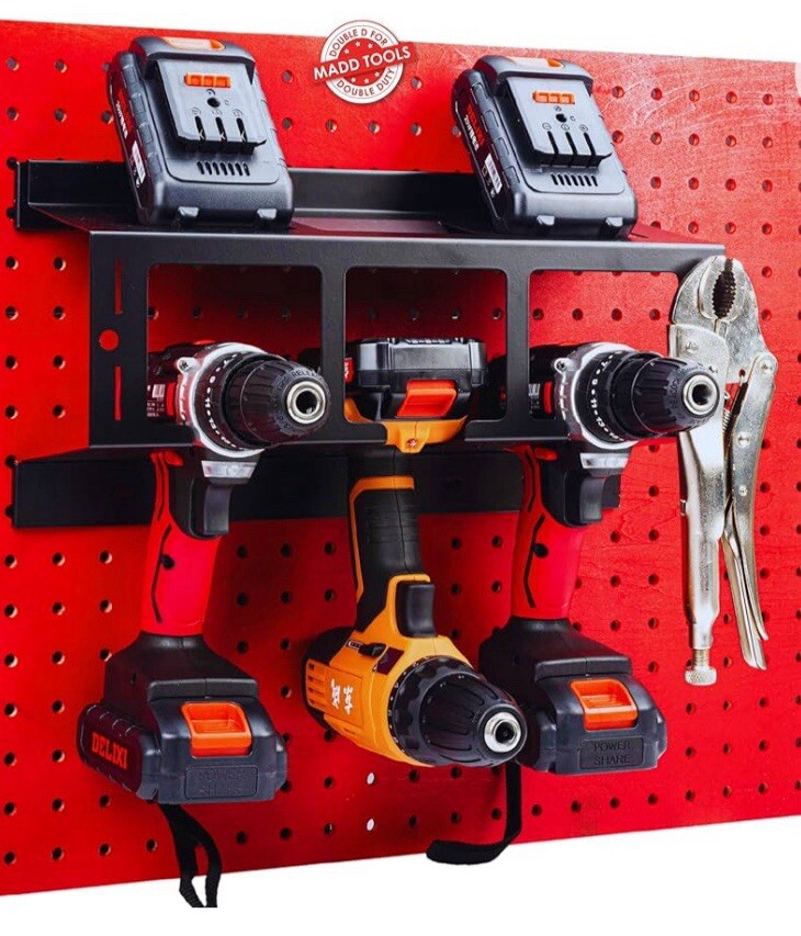 MADD TOOLS Storage Rack Organization Drill Holder for Pegboard cap.40lbs MADD22