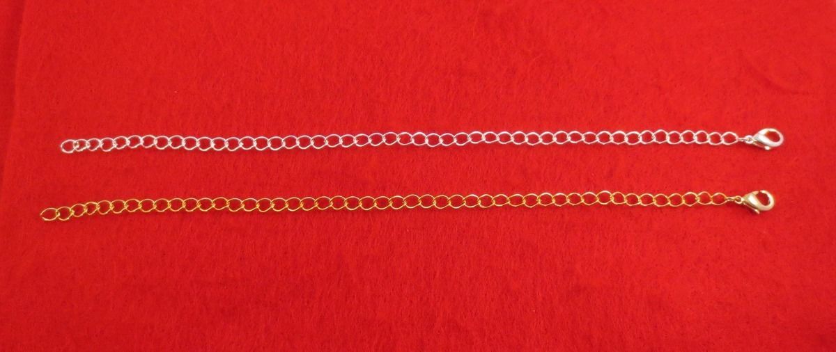7 INCH 14KT GOLD & SILVER PLATED 4MM NECKLACE EXTENDER W/ LOBSTER CLAW SET