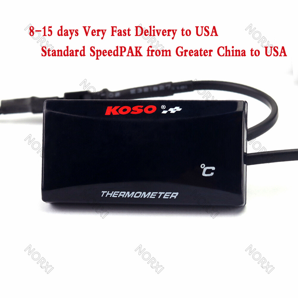 For KOSO Motorcycle Thermometer Meter Temp Temperature Digital Display Blue