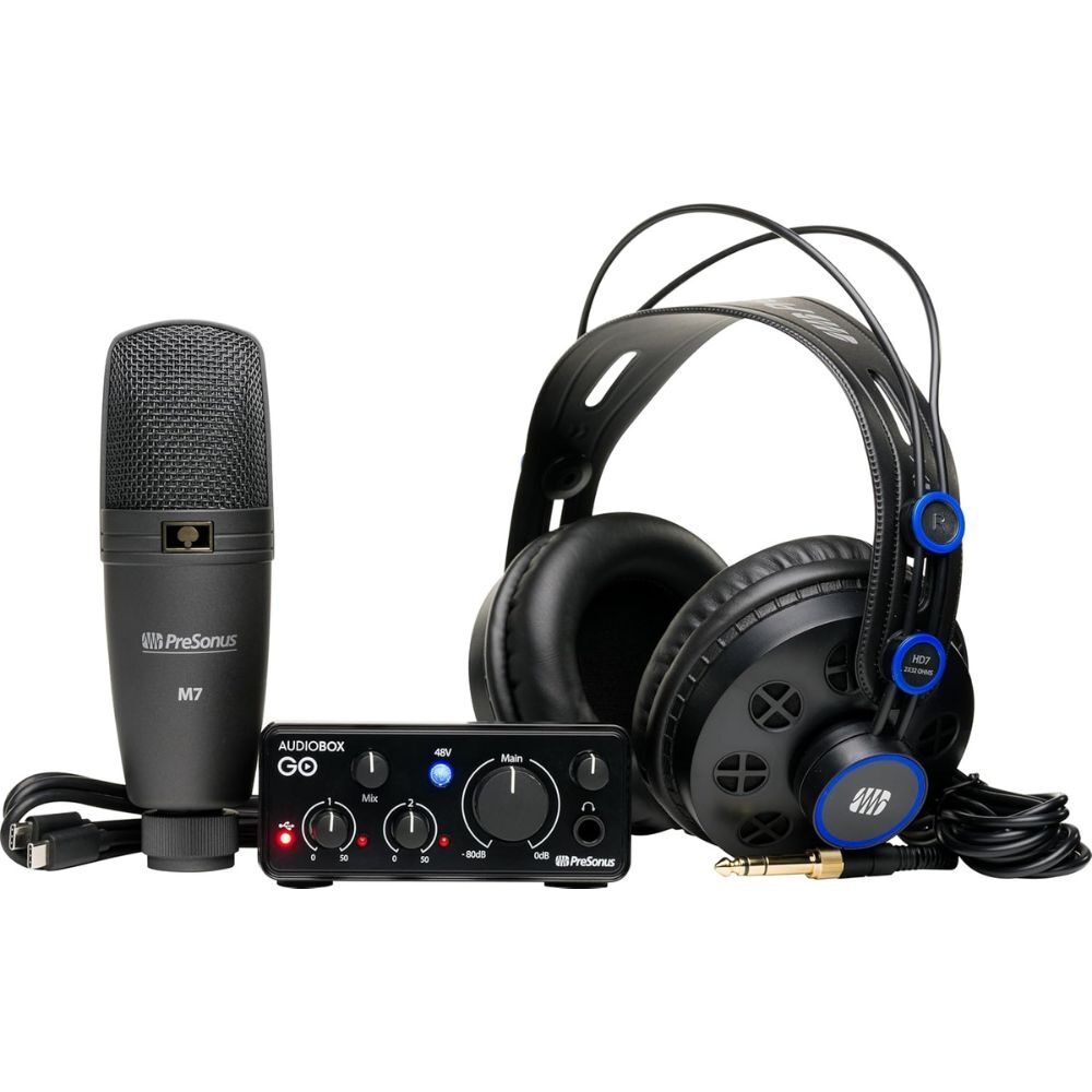 PreSonus Recording w/ Headphone Holder, Microphone Stand, Pop Filter Bundle