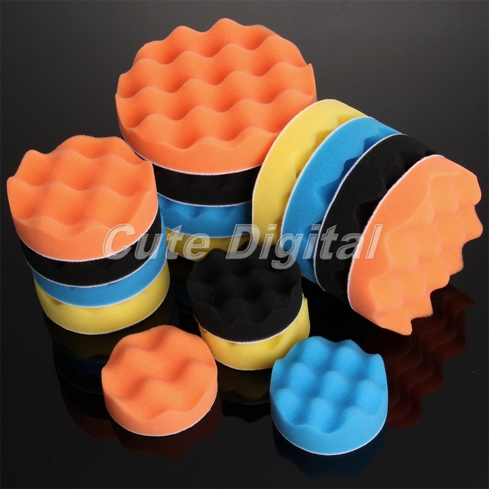 4Pcs/Set 3"/4"/5"/6"/7"Car Polishing Waffle Sponge Pads Waxing Buffing Cleaning