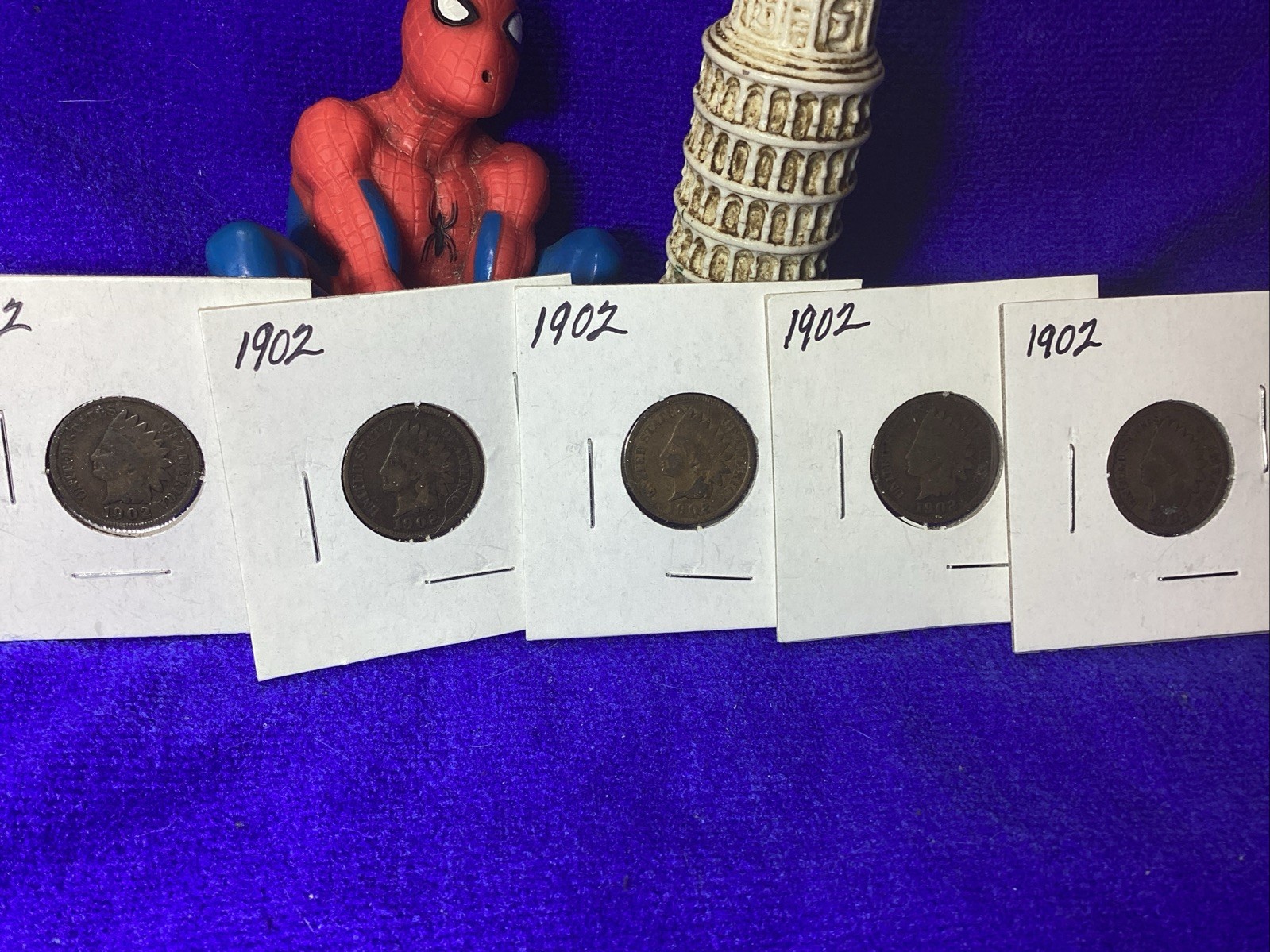 FIVE 1902 INDIAN HEAD PENNIES FREE SHIPPING 🛳️
