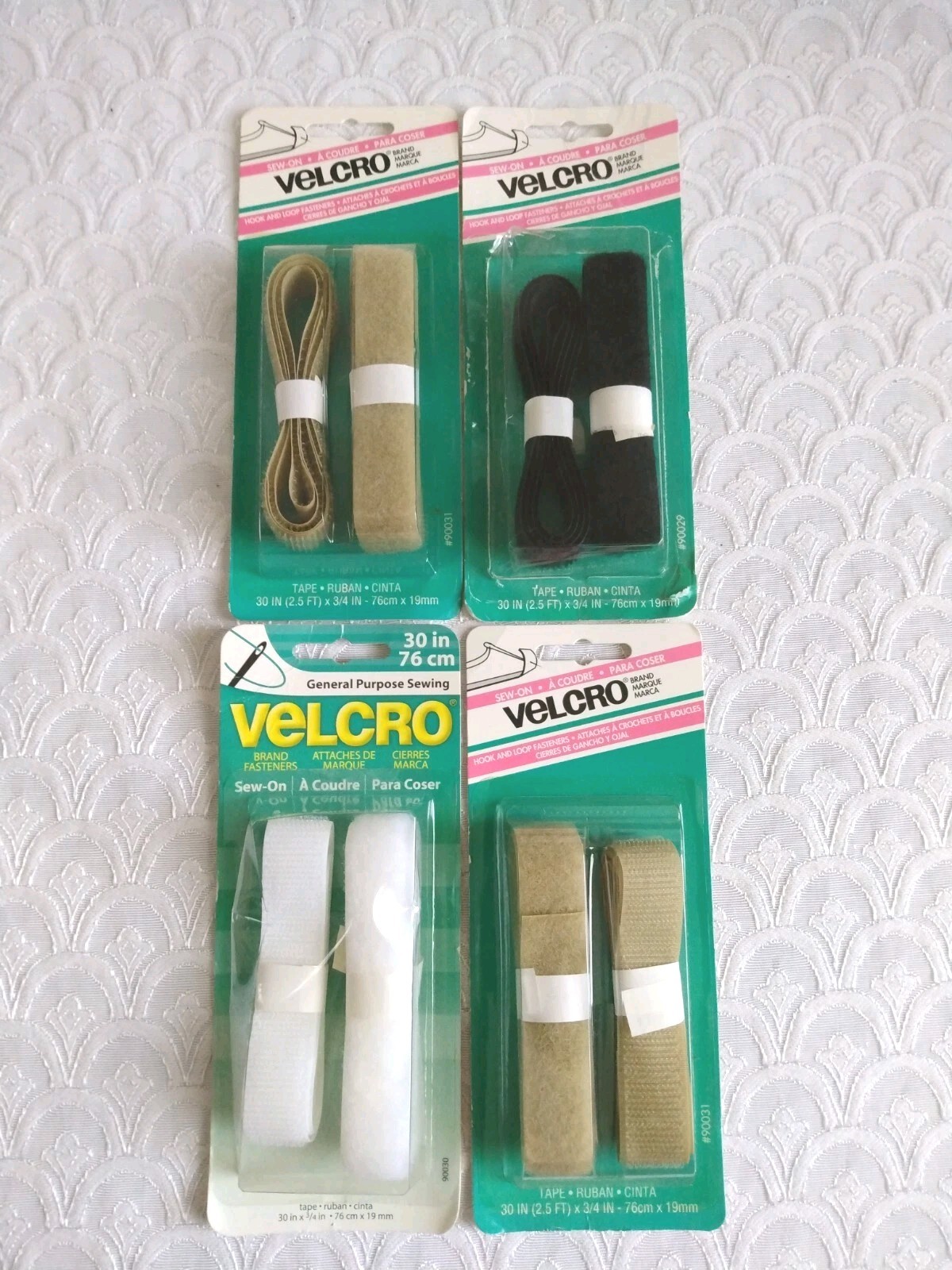 Lot of 4 Packs Vintage Velcro Brand Sew On Hook And Loop Fasteners 30" Each READ
