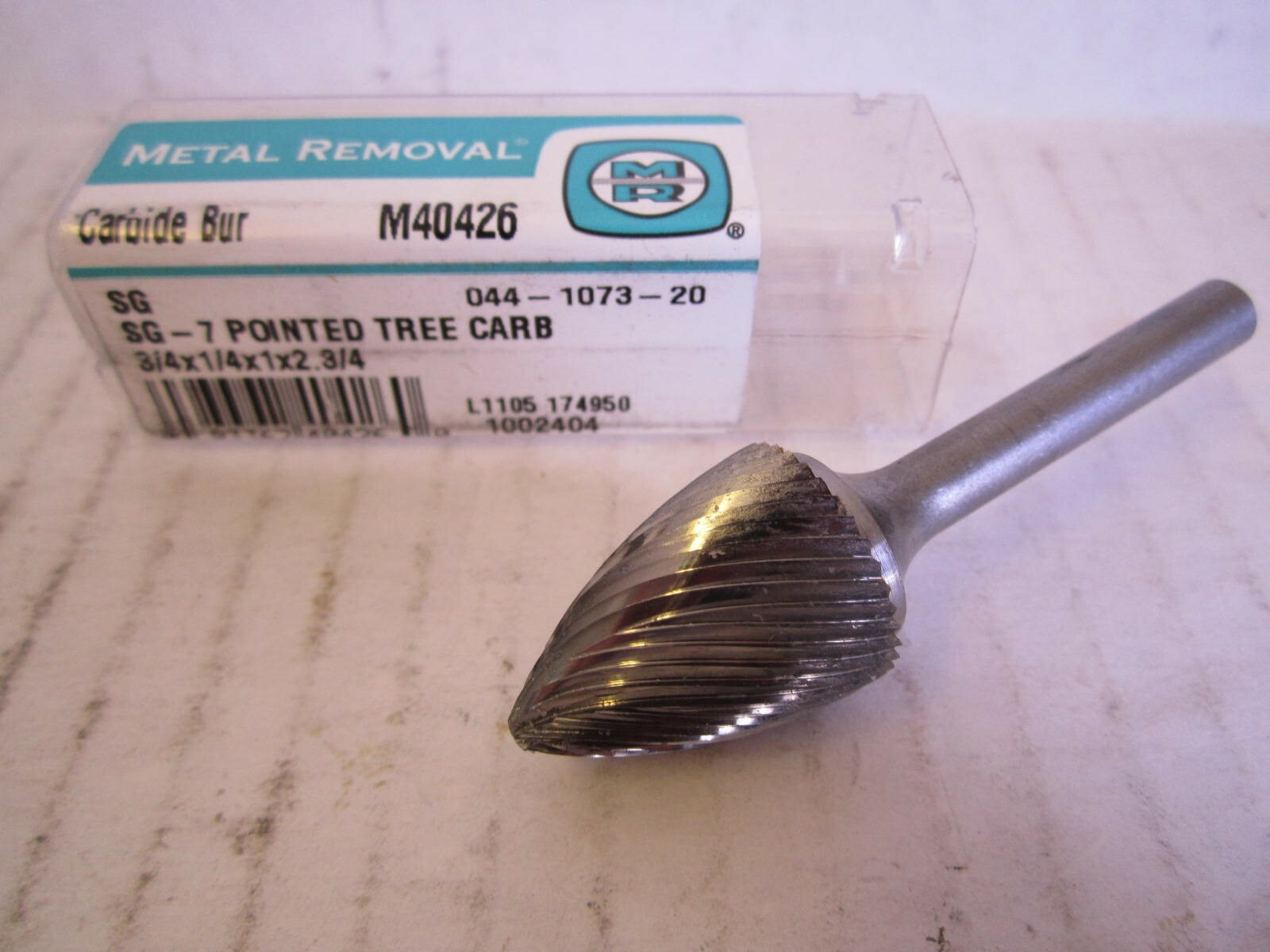 Metal Removal (M40426) 3/4 x 1/4 x 1 x 2-3/4" SG-7 Pointed Tree Carbide Bur