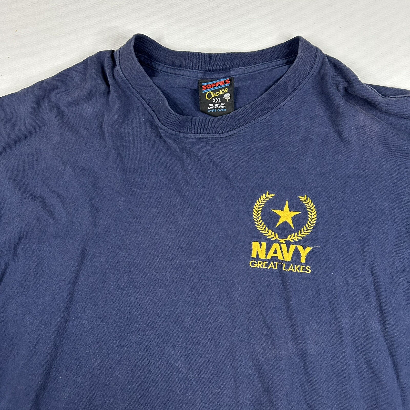 Vintage 90s U.S. Navy T Shirt Men’s XXL Great Lakes Blue Military Uniform Shirt