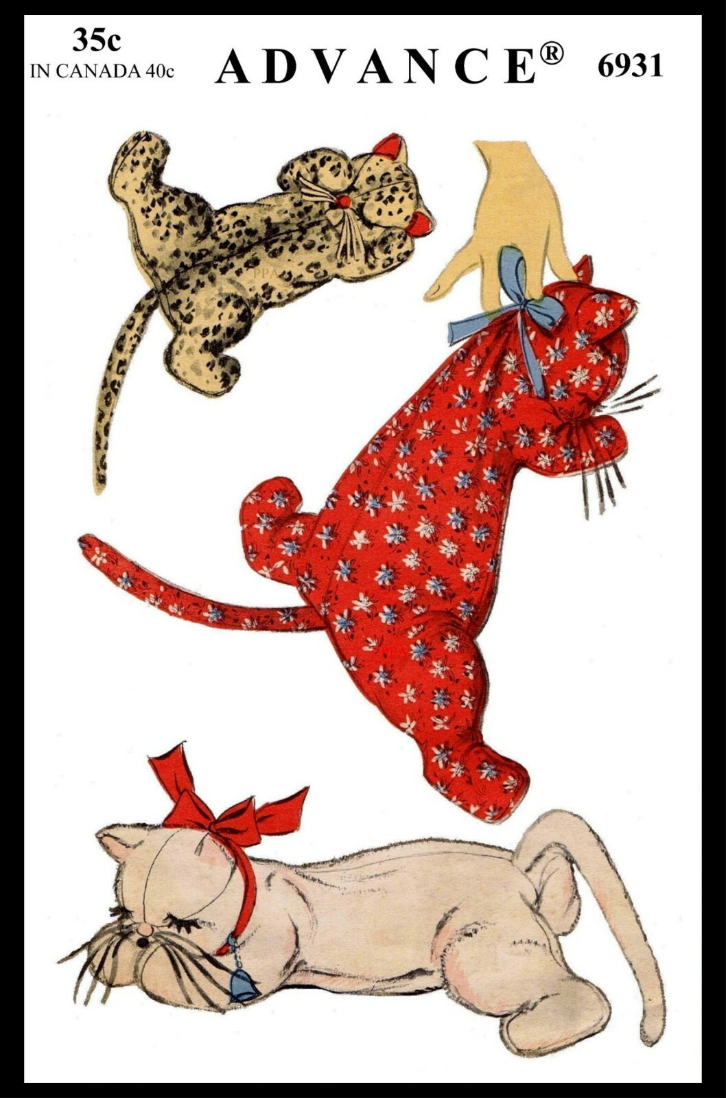 Advance #6931 Fabric Sewing Pattern Sleeping Kitten CAT Kitty Stuffed Animal Toy